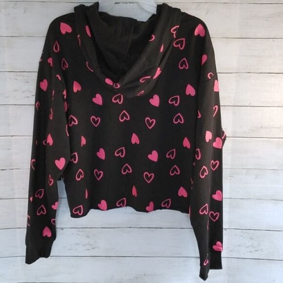 Cropped Plus Top Shirt Heart Printed Hoodie Sweatshirt Size XXL - Picture 4 of 6
